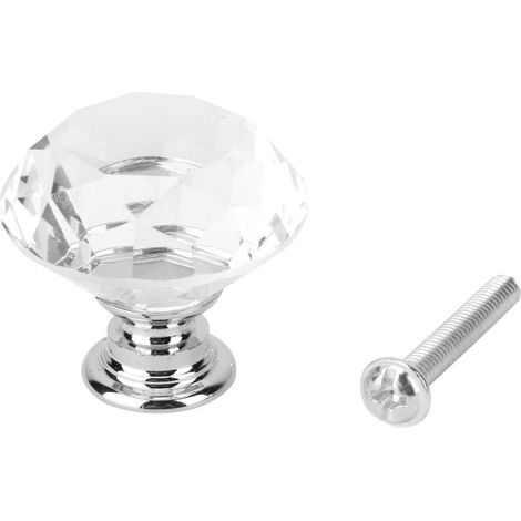 Beyamis poignée de porte/tiroir en verre cristal en forme de diamant de 30 mm (transparente) (1/5)