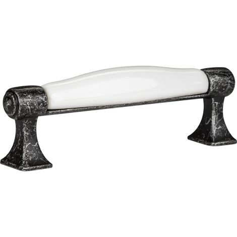 Porzellangriff MARIE BA 96 mm Antik-Silber-Weiß (1/4)