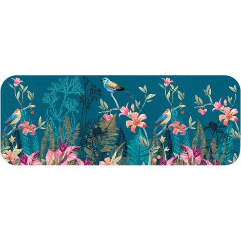 Tapis Déco Imprimé "Alouette" 45x120cm Bleu