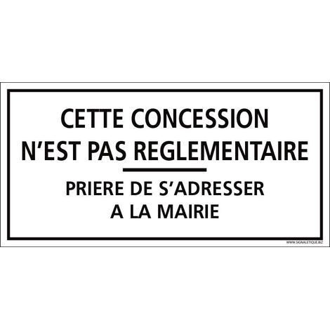 PLAQUE CONCESSION NON RÈGLEMENTAIRE CIMETIÈRE (G1620). Plastique PVC 1,5 mm .  - Plastique PVC 1,5 mm