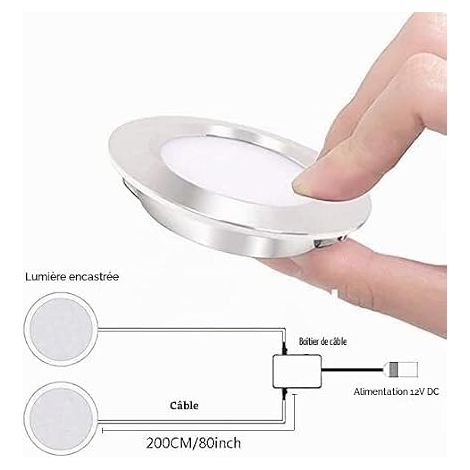 lumières LED 12 V camping-car, remorque, bateau, Naturel 4500K, 300 lumens, 3 W, basse tension, mini lampe encastrée (1/4)