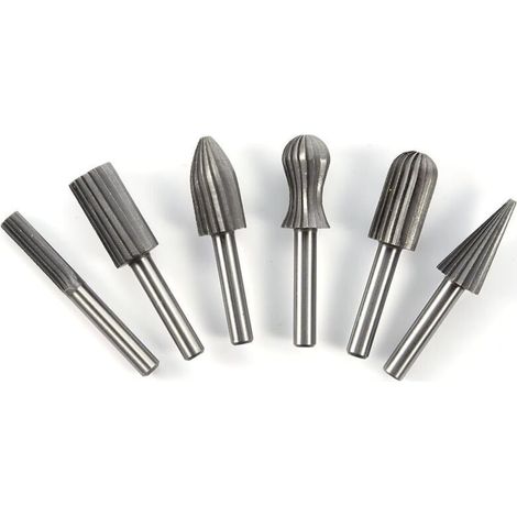 Frese rotative per smerigliatrici angolari – Set di 6 pezzi, gambo tondo da 6 mm, ideali per intaglio e finitura del legno