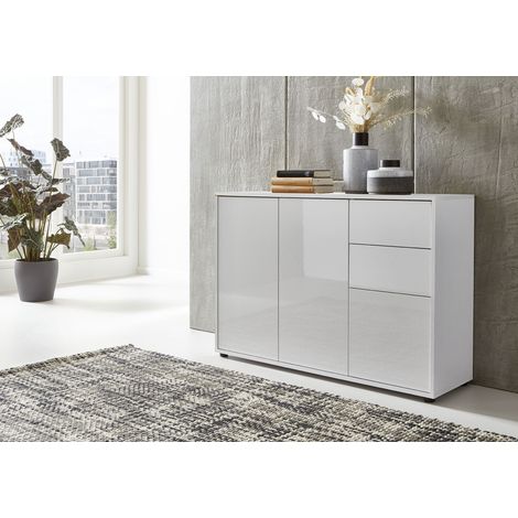 BMG Möbel Kommode »Mailand 10« in weiß/ weiß Hochglanz lackiert, Schubladenkommode Anrichte Sideboard (1/5)