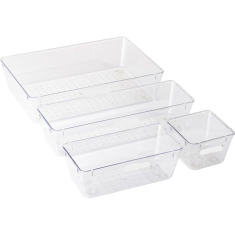 Lot de 4 organiseurs maquillage, cuisine, sous-vêtements, séparateurs tiroir, rangement Pour Tiroirs - (1/5)