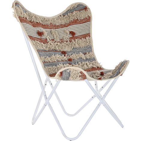 DKD Home Decor Chaise de jardin Papillon orange et blanc (1/5)