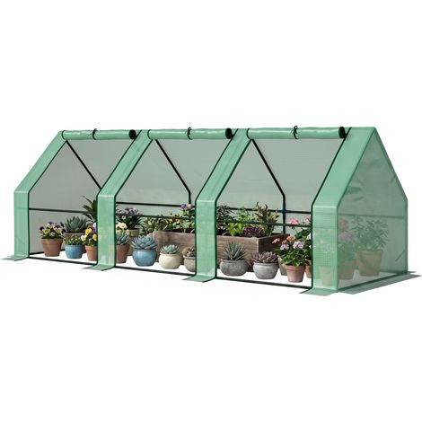Serra da Giardino PE Piante Fiori Bordi Allungati Porte Cerniera 270x90x90 cm Vert scuro