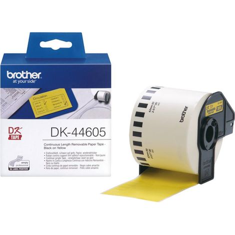 Brother DK-44605 Rouleau d'étiquettes 62 mm x 30.48 m papier jaune 1 pc(s) décollable DK44605 Etiquette universelles