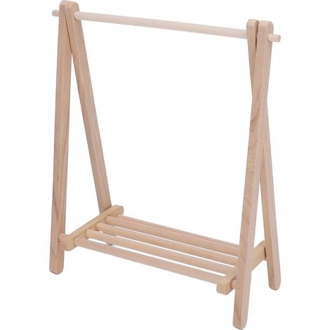 Porte-vêtements miniature pour maison de poupée à l'échelle 1:12, support de sol en bois, accessoires pour vêtements de poupée. (1/5)