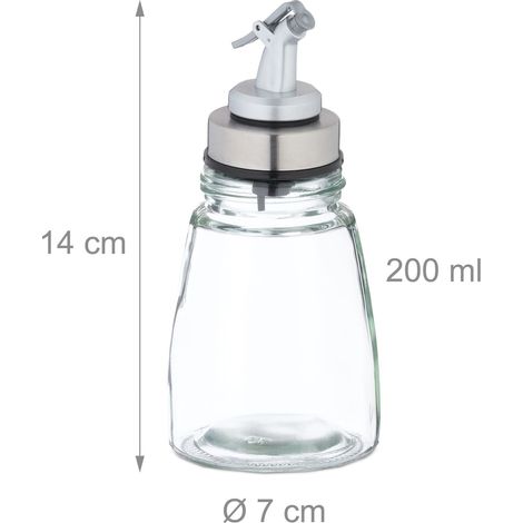 Set di 3 bottiglie di conservazione versatili per cucina 22 x 7 cm beccuccio antigoccia design pulito in vetro trasparente 130017373
