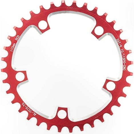Kettenblatt für Fahrräder, 110 mm Lochkreis, 5 Löcher, Narrow-Wide-Design, rot, für Kurbelgarnitur, Direktmontage, kompatibel mit Mountainbikes und Rennrädern. (1/5)