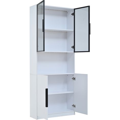 Vitrina moderna con puertas de vidrio y LED 80 x 30 x 200 cm blanca (1/5)