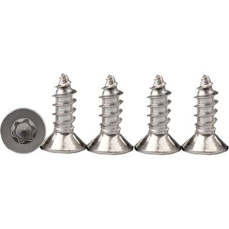 INHHUB 100 Stück M3 x 10 Vollgewinde-Torx-Senkkopf-Holzschrauben für Spanplatten A2 Standard Quincunx Edelstahl-Selbstschneidschrauben Vollgewindebefestigung für (1/5)