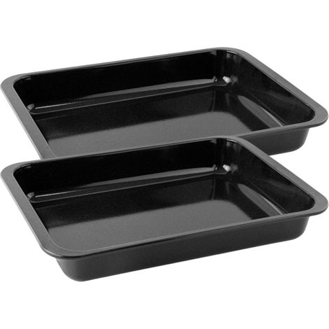 Ensemble de 2 Plats rectangulaire XXL 40 x 29 cm en acier émaillé Zenker Spécial Cooking (1/5)