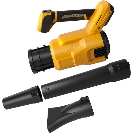 Souffleur à feuilles sans fil compatible avec batterie 18 V/20 V, 130 MPH, 18500 tr/min, souffleur à feuilles portatif à 3 vitesses avec 2 buses pour nettoyage de terrasse, entretien (1/5)