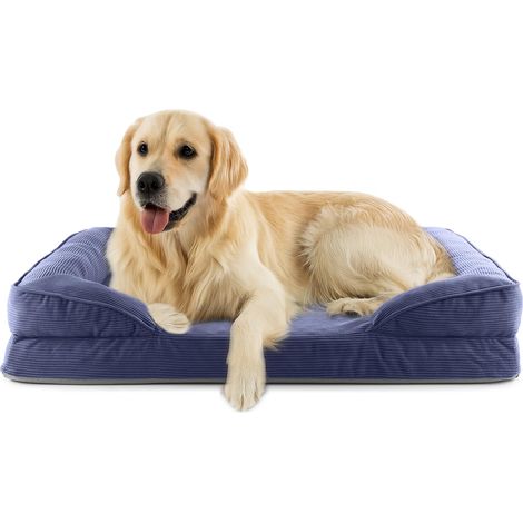 Lit orthopédique en Velours côtelé - Canapé Ergonomique pour Chien - 110 x 75 cm - pour Grands Chiens - Fond antidérapant - Rembourrage et Housse lavables - Panier pour Chien avec Mousse à (1/5)