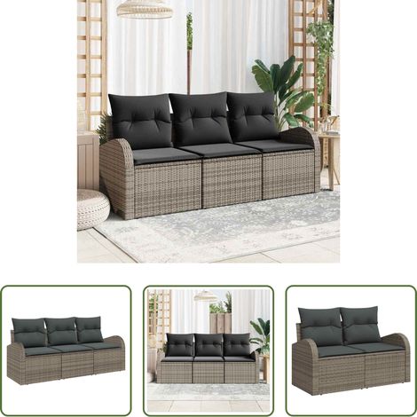Terrassensofa - Gartensofa-set Grau Poly-Rattan (1/5)