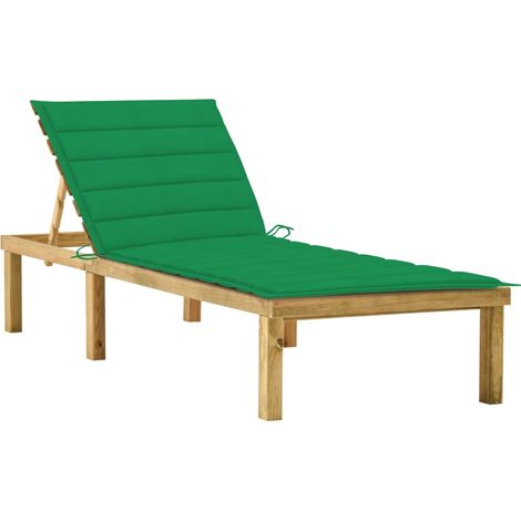 Sonnenliege mit Grüner Auflage Imprägniertes Kiefernholz