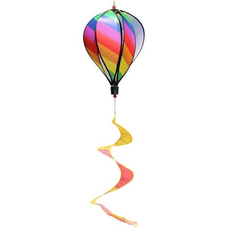 Décoration extérieure moulin à vent ballon à air chaud, girouette suspendue résistante au vent avec anémomètre, ornement de jardin coloré, lot de 1 (1/5)