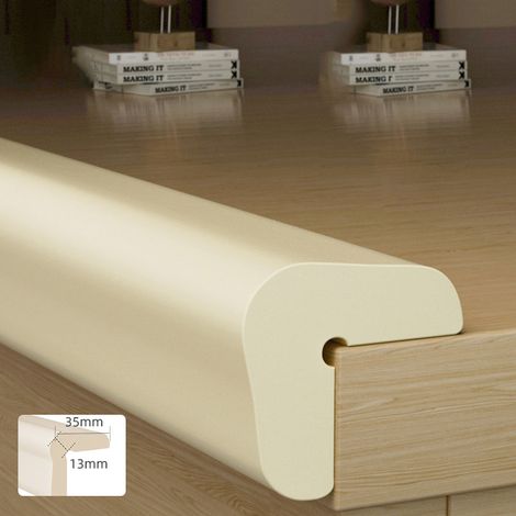 NICOLA Anti-collision strip for children, flexible table protector strip, 2 m x 13 mm, off-white (1/5)
