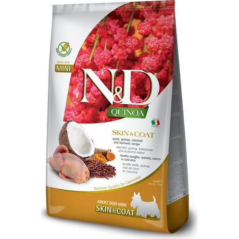 Farmina Quinoa Skin&Coat per Cani Adult Mini con Quaglia, Cocco e