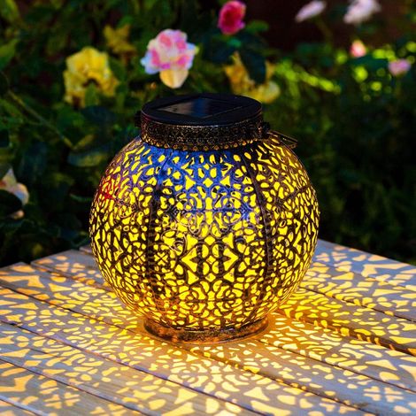 Lanterne solaire suspendue pour jardin extérieur, 1 pièce, en métal étanche-AquaForge (1/5)