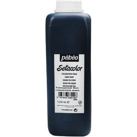 Peinture textile - Setacolor - Noir - 1 Litre - Couleurs mates et éclatantes - Résistance à la lumière
