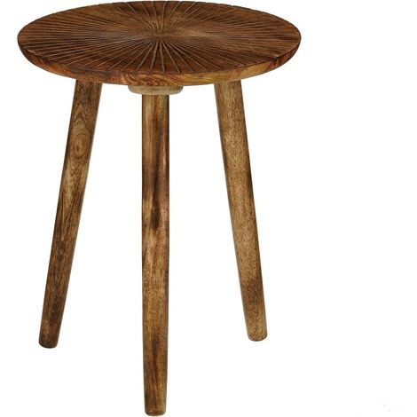 Table d'appoint ronde en bois de manguier marron foncé bout de canapé Ø38 x H46 cm - PANGIVO (1/5)