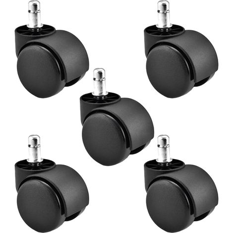 Lot de 5 roues de rechange pour chaise de bureau de 50 mm x 11 mm pour chaise de bureau, chaise d'ordinateur de jeu, supporte jusqu'à 226,8 kg, garde les sols silencieux (1/5)
