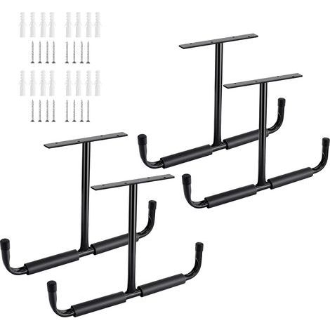 Garage Ceiling Storage Hooks Metal Wall Hooks Heavy Duty Utility Hooks for Ladder, Bike, Wood, Tools and Other Bulky Items (4 Pack, Black) (1/5)