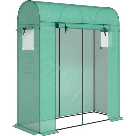 Invernadero para tomates, invernadero tipo túnel con puerta enrollable, ventana de malla, techo arqueado, 170 x 68 x 200 cm, verde