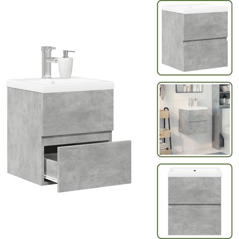 vidaXL Ensemble de meubles de salle de bain 2 pcs gris béton