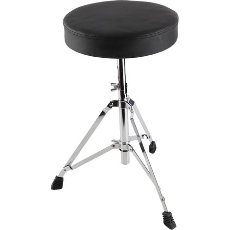 Universeller Drumhocker, runder, gepolsterter Sitz, einseitig verstrebtes Edelstahlbein, rutschfest, 5-fach höhenverstellbar für erwachsene Schlagzeuger (1/2)