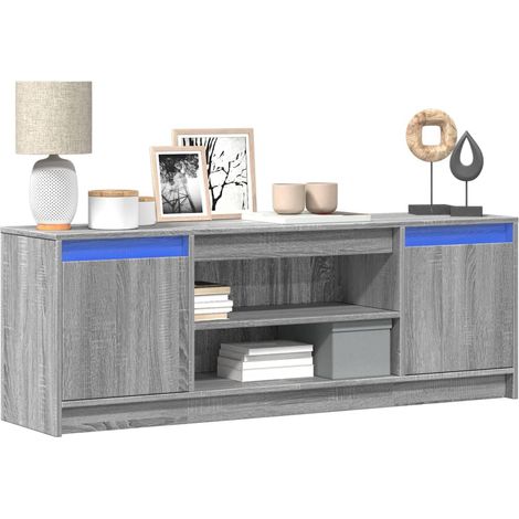 TV-Schrank mit LED-Beleuchtung Grau Sonoma 139,5x34x50 cm