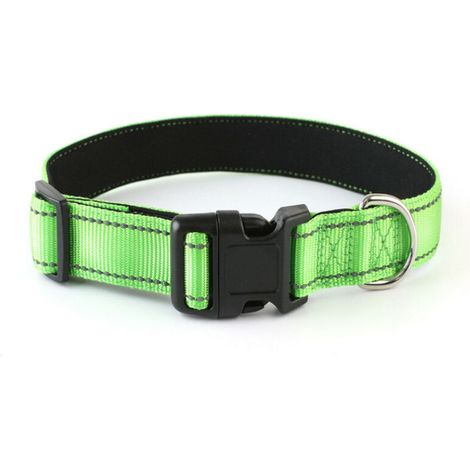 Collier réfléchissant en tissu pour chien, bouton tête de chat, vert, XL : 2,5x42-70 cm – DELKEVIC