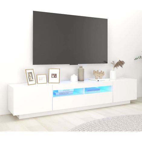 TV-Lowboard für Wohnzimmer TV Schrank TV-Möbel mit LED-Leuchten Weiß 200x35x40 cm DE77674 (1/5)