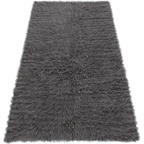 Flokati WOLLE - Bettdecke, Plaid grau grey 160x230 cm