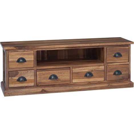 TV Stand with Drawer Natural 110 x 30 x 40 cm Solid Teak Wood vidaXL