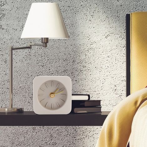 Horloge de bureau carrée simple en ciment GEEKCOOK pour bureau, maison, salon, décoration intérieure - Marron (1/5)
