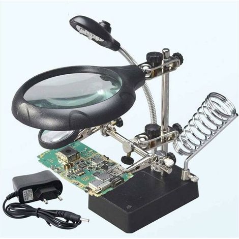 Station de soudage avec loupe 5 LEDs support avec pince pour rparation et modlisation couleurs multiples (1/4)