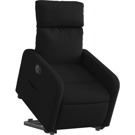 Poltrona relax TV molto comoda con funzione di sollevamento elettrico in tessuto nero DEC028494