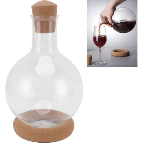 Carafe à vin en verre transparent, distributeur de vin de luxe, distributeur de vin pour la maison, accessoire de bar, cadeau idéal, 2000 ml (1/5)