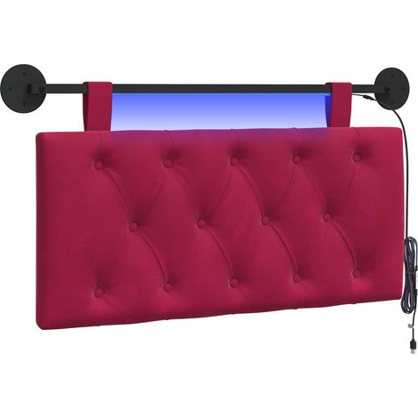 Testiera Testata del letto sospesa Con luce LED Rosso Vino Velluto (1/5)