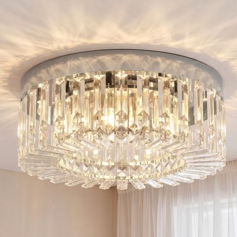 HOMCOM Crystal Ceiling Light with 160 Crystal Pendants, Silver Tone (1/5)