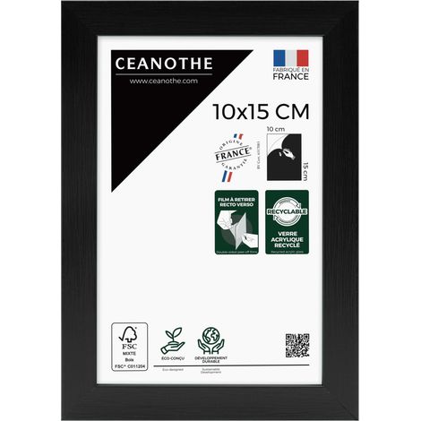 Cadre Photo Noir 10x15 cm et 15x10 cm - Convient au A6 et Carte Postale – Baguette fine et minimaliste - Cadre Photo Wild en Bois, Fabriqué en France - Verre acrylique Incassable (1/5)