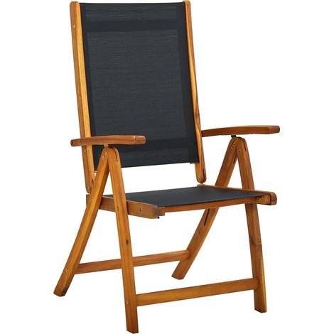 Lot de 2 Chaises de jardin et de camping pliables, Chaises de relaxation, avec coussins Bois d'acacia et textilène OIB1026E (1/5)