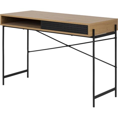 Selsey Duffman - Scrivania / Ufficio a casa - con contenitore sotto il piano - nero / rovere - industriale (1/5)