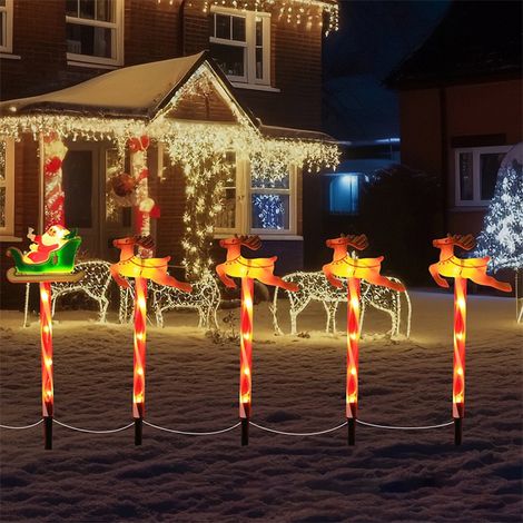 Renard Solaire - Décoration de Noël Étanche - 5 Pièces - Lumières LED Chaudes pour Jardin, Patio, Extérieur et Intérieur - 51 cm (1/5)