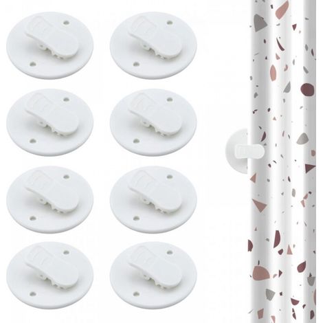 Lot de 8 pinces à rideau de douche, 12,7 cm, blanches, résistantes aux éclaboussures et au vent (1/5)