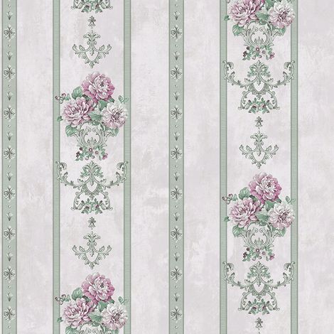 iDeko Papier Peint Texturé 3D Série jardin Rétro Vintage 10X0,53M Salon papier fleur violet (1/5)