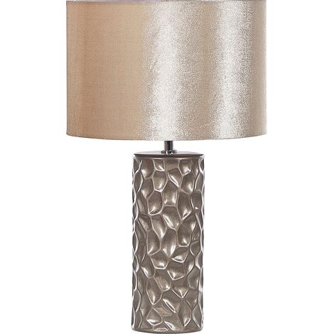 Lámpara de mesa de cerámica dorada pantalla de terciopelo 50 cm patrón geométrico glamour sala de estar dormitorio Sankuru
